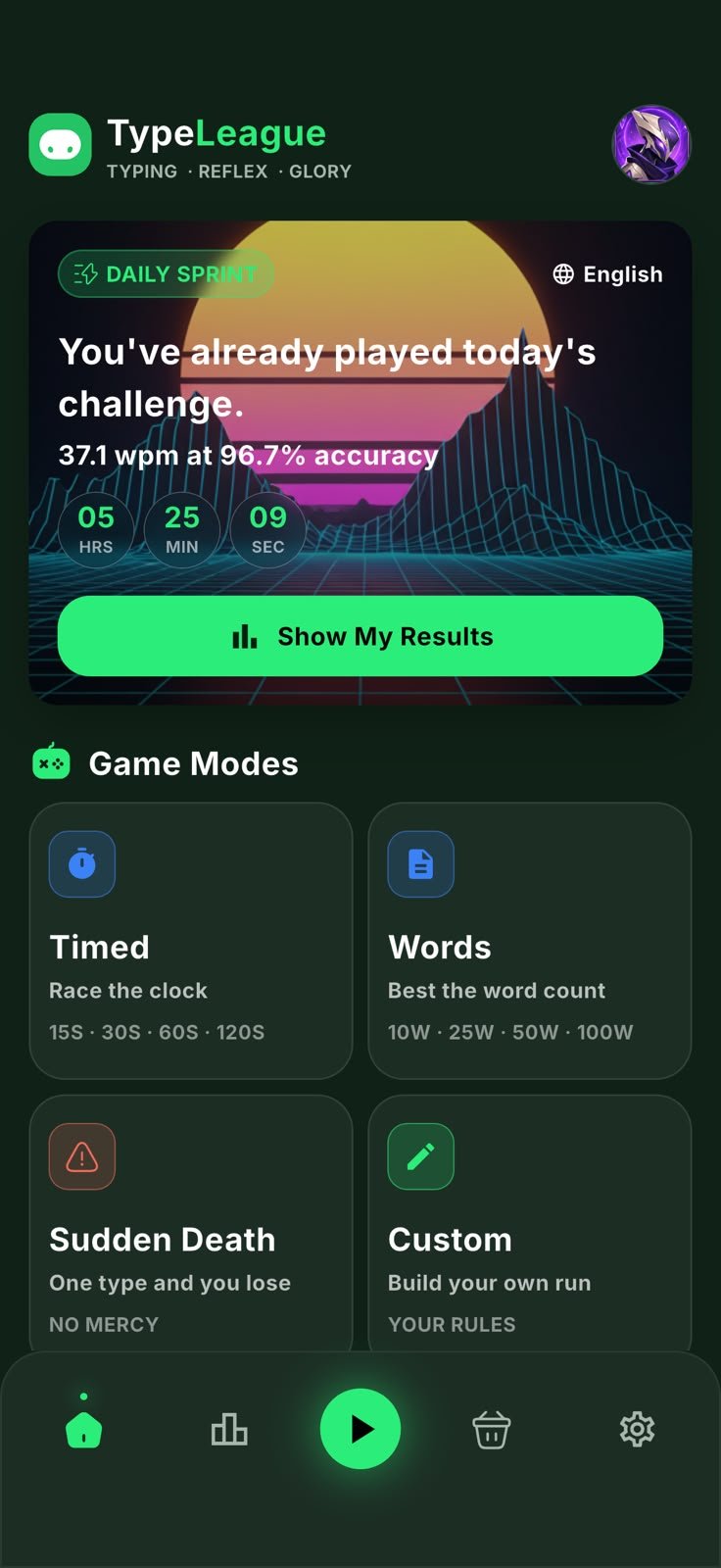Home screen